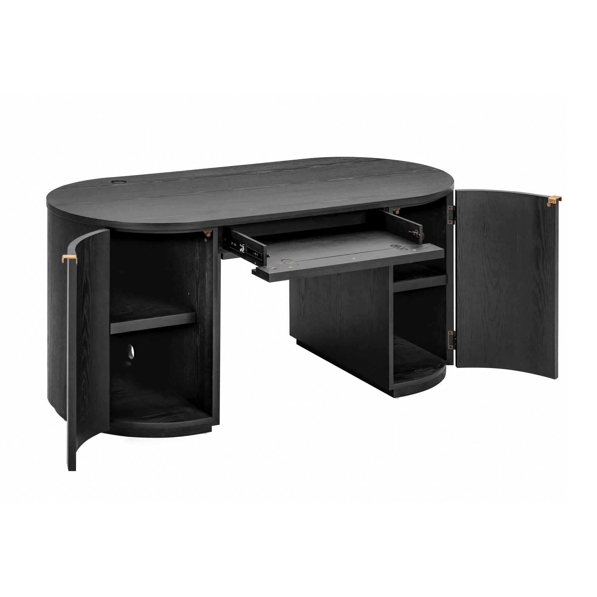 Marlow 64" Wood Executive Desk With Storage - Black - Image 7