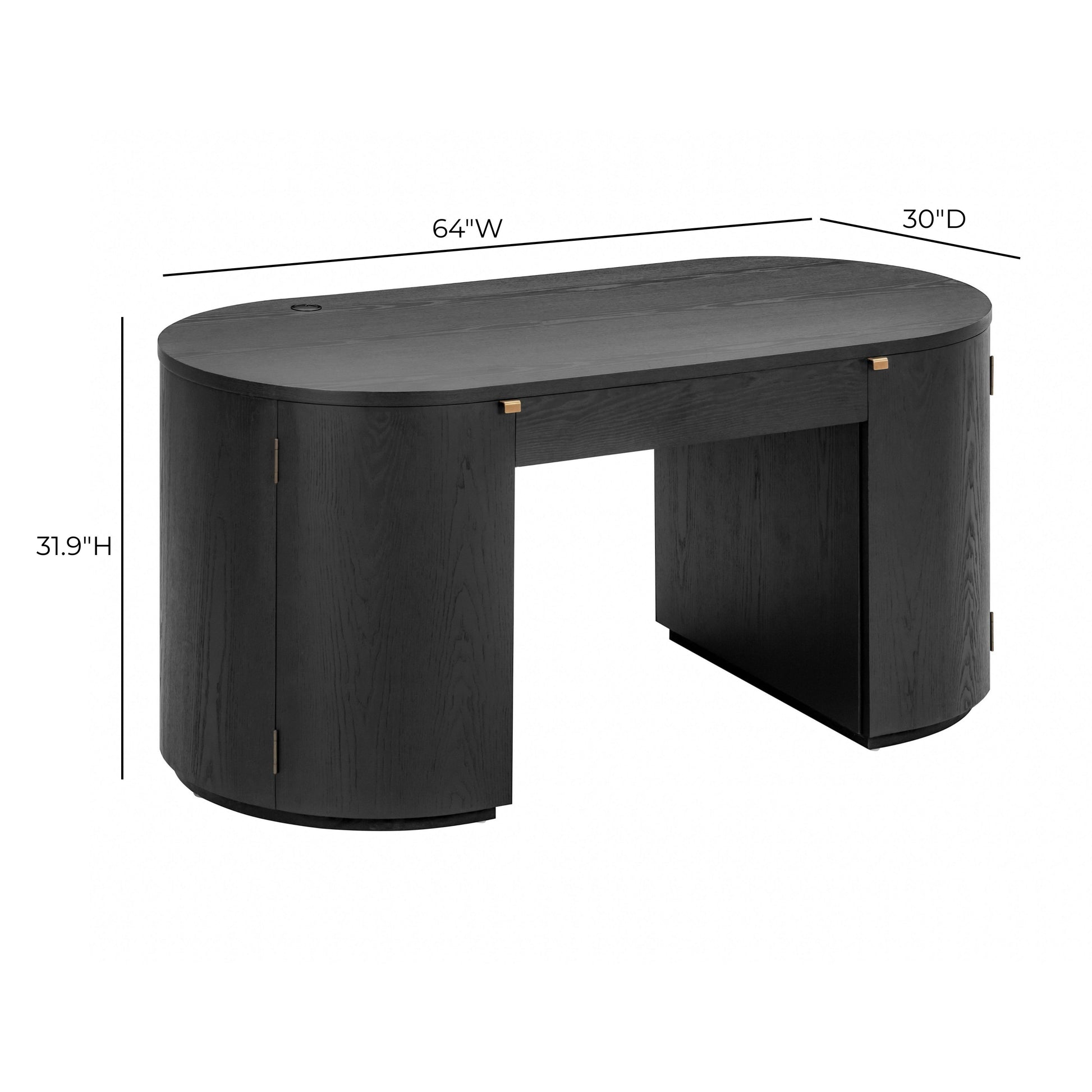 Marlow 64" Wood Executive Desk With Storage - Black - Image 10