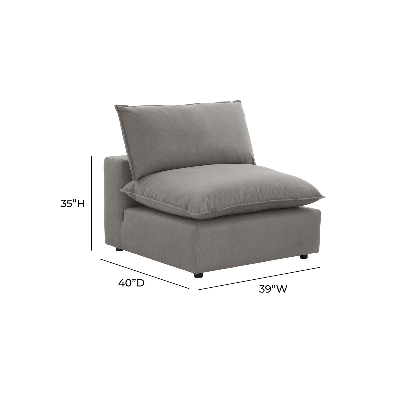 Cali Performance Fabric Modular Armless Chair - Slate - Image 7