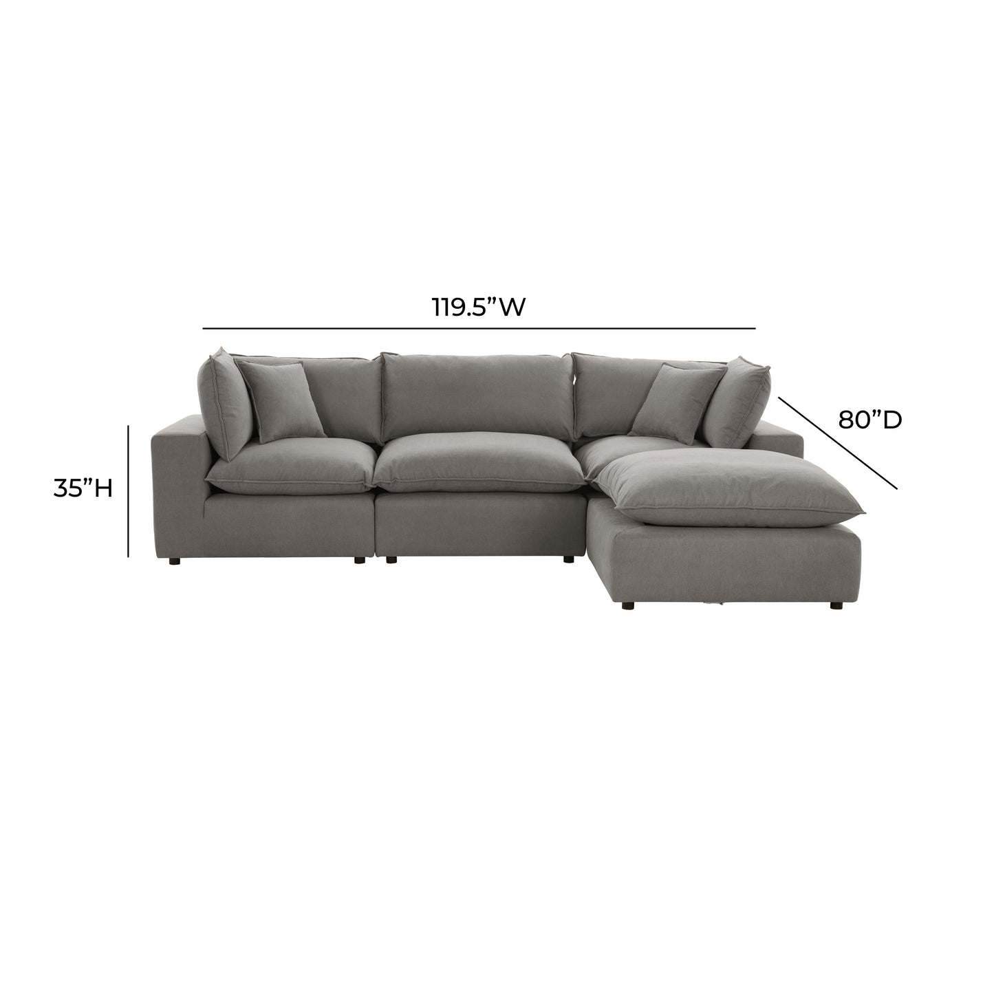 Cali 4-Piece Performance Fabric Modular Sectional - Slate - Image 6
