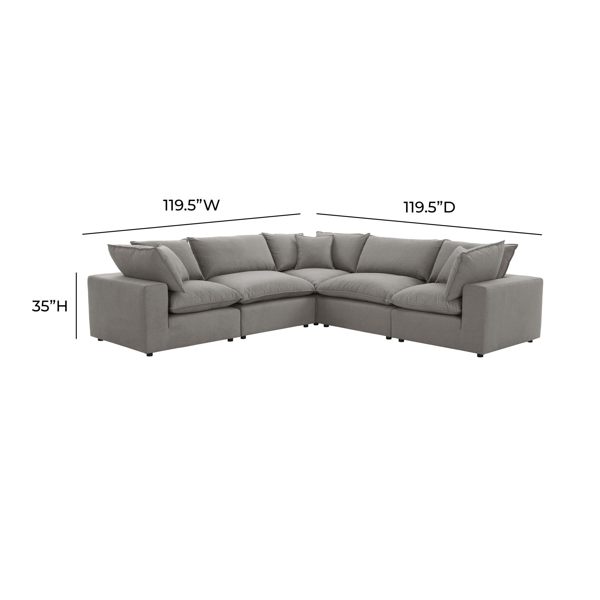 Cali 5-Piece Performance Fabric Modular L-Sectional - Slate - Image 5