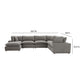 Cali 7-Piece Performance Fabric Modular Large Chaise Sectional - Slate - Image 7