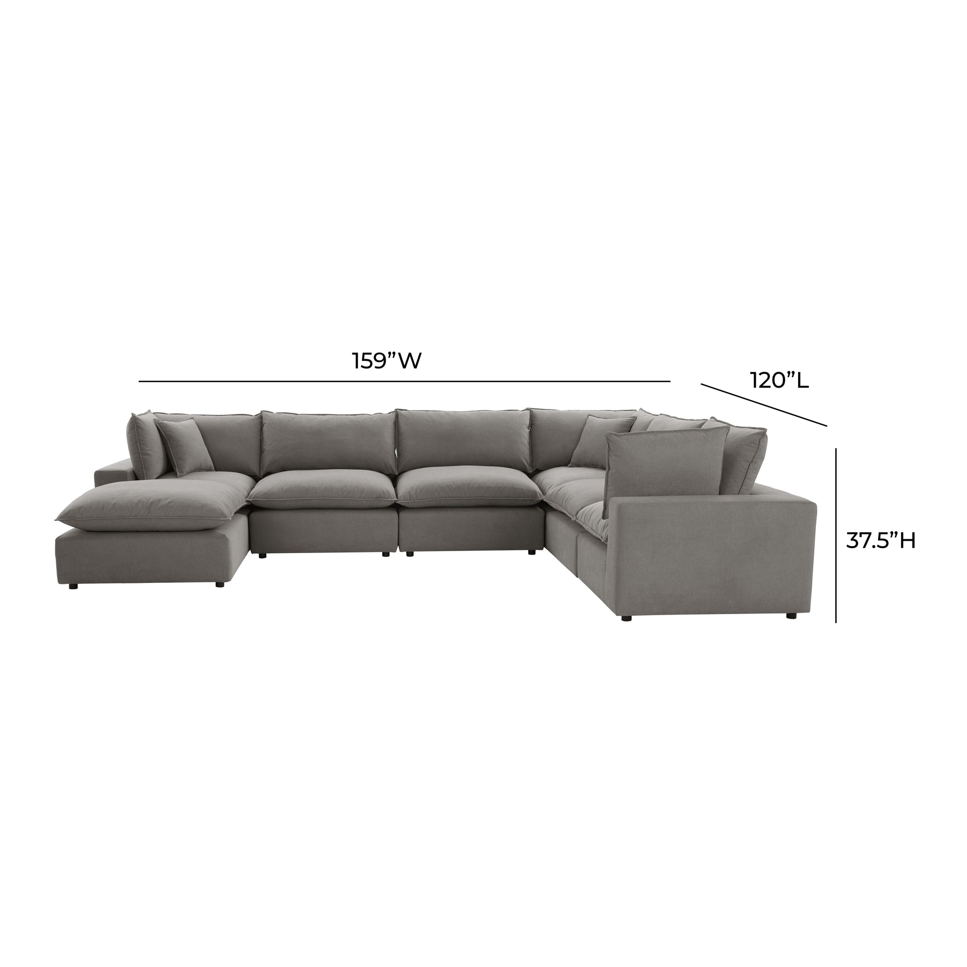 Cali 7-Piece Performance Fabric Modular Large Chaise Sectional - Slate - Image 7