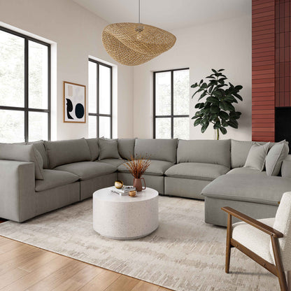 Cali 7-Piece Performance Fabric Modular Large Chaise Sectional - Slate - Image 1