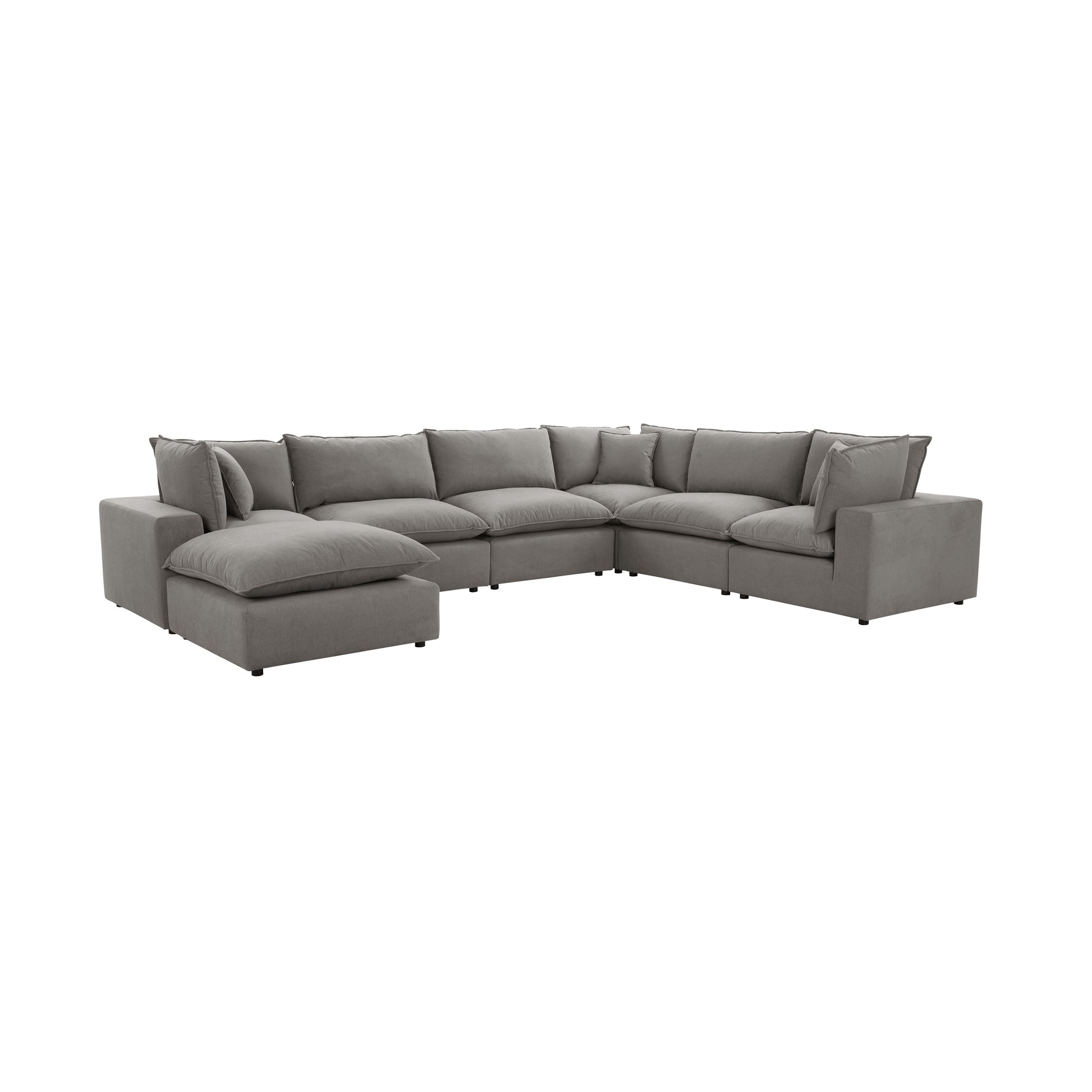 Cali 7-Piece Performance Fabric Modular Large Chaise Sectional - Slate - Image 3