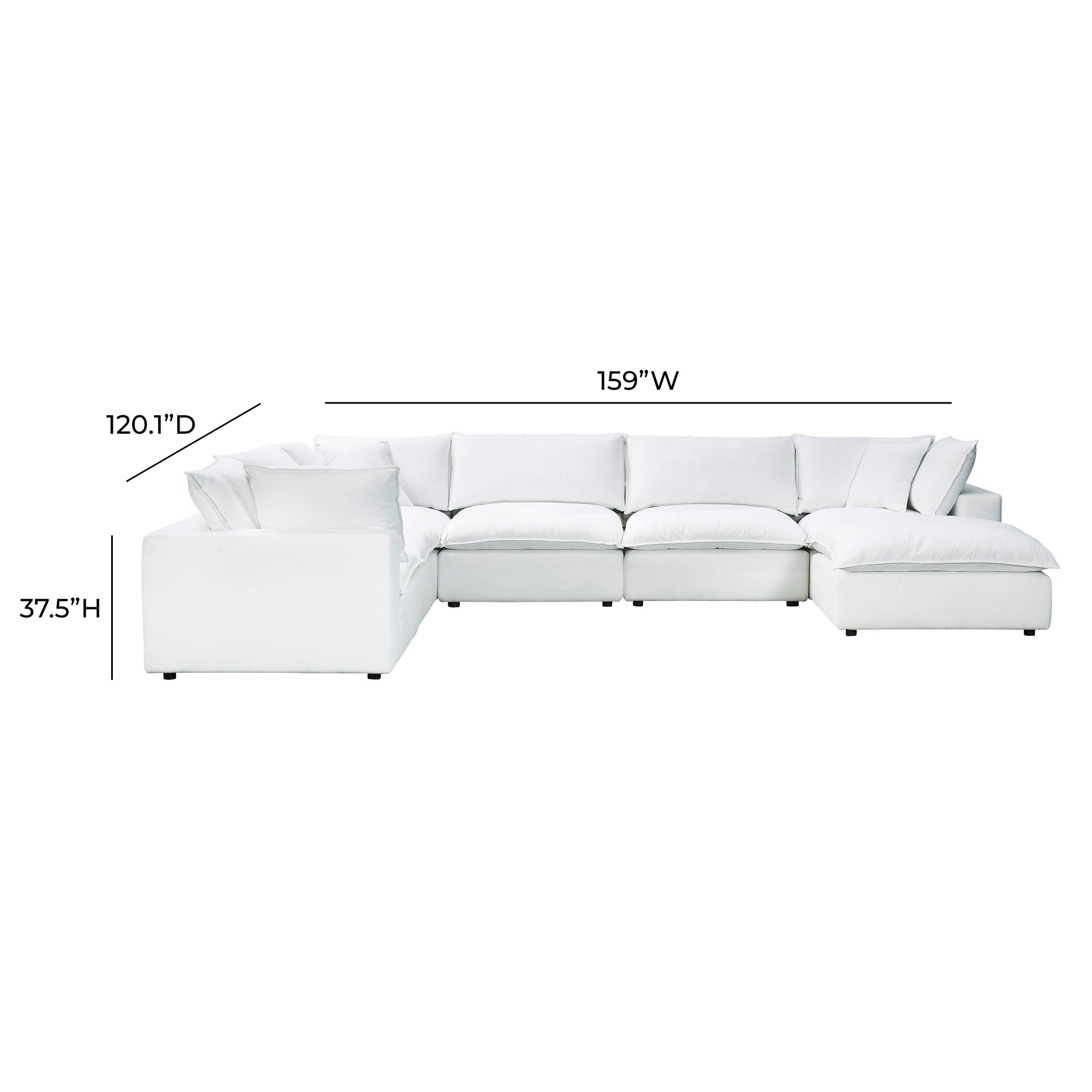 Cali 7-Piece Performance Fabric Modular Large Chaise Sectional - Pearl - Image 6