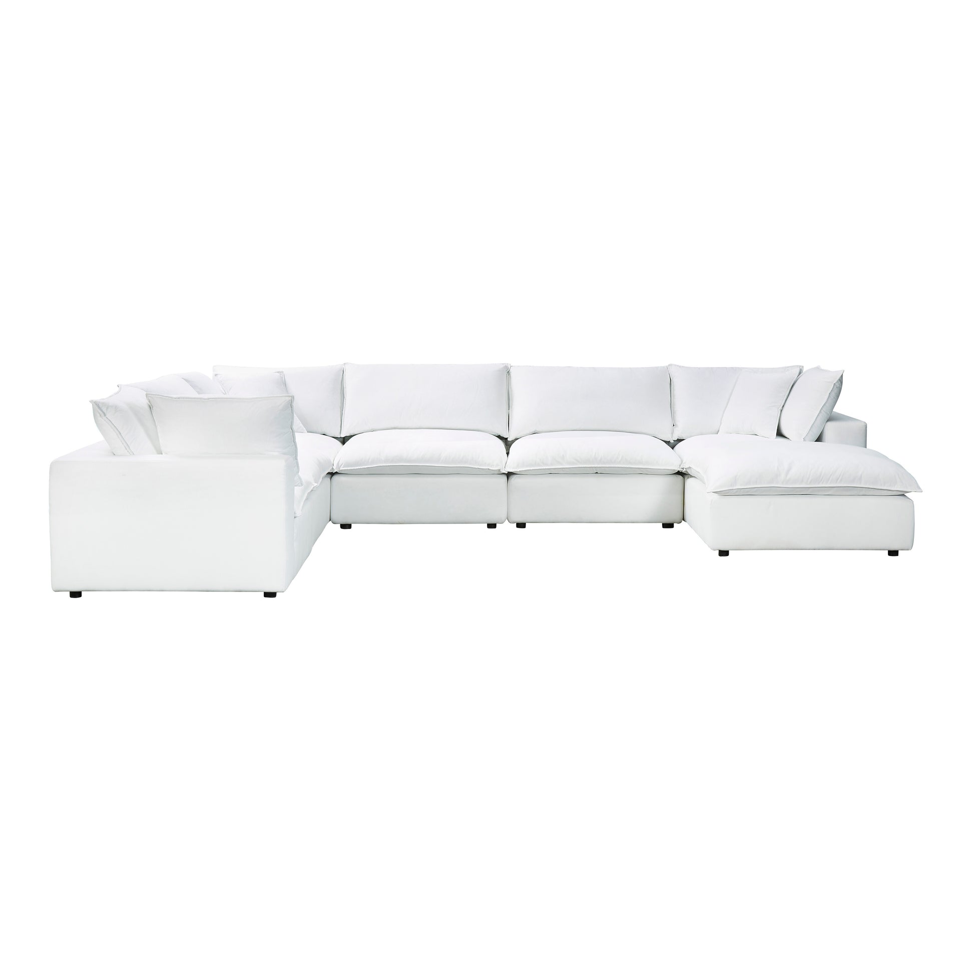Cali 7-Piece Performance Fabric Modular Large Chaise Sectional - Pearl - Image 1