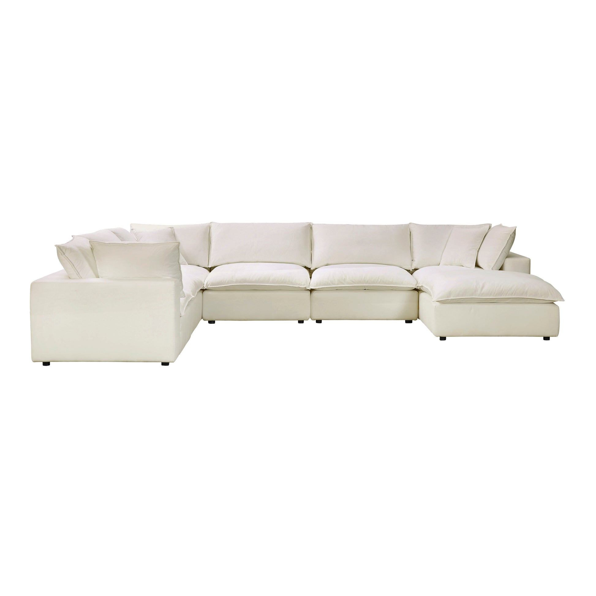 Cali 7-Piece Performance Fabric Modular Large Chaise Sectional - Natural - Image 1