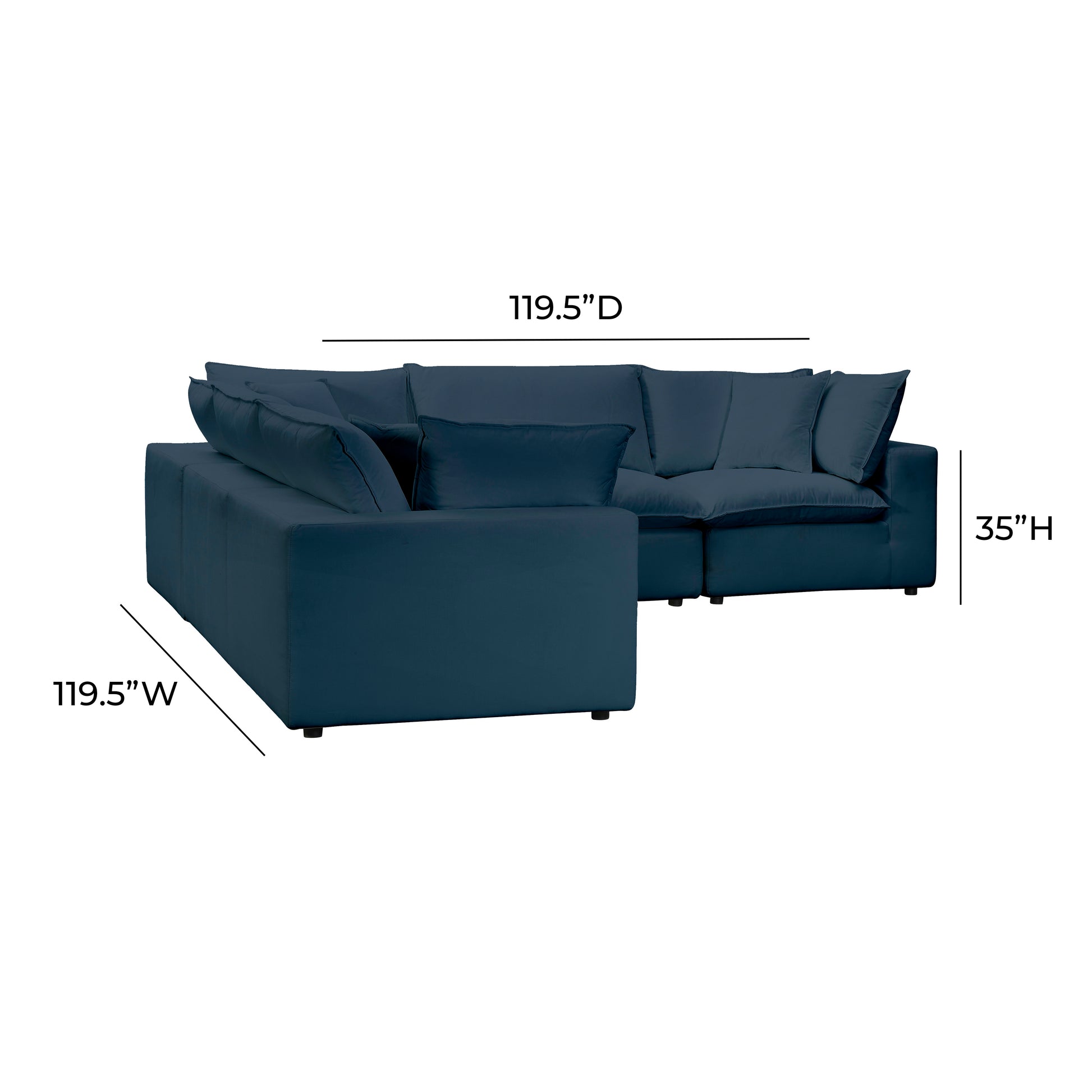 Cali 5-Piece Performance Fabric Modular L-Sectional - Navy - Image 6