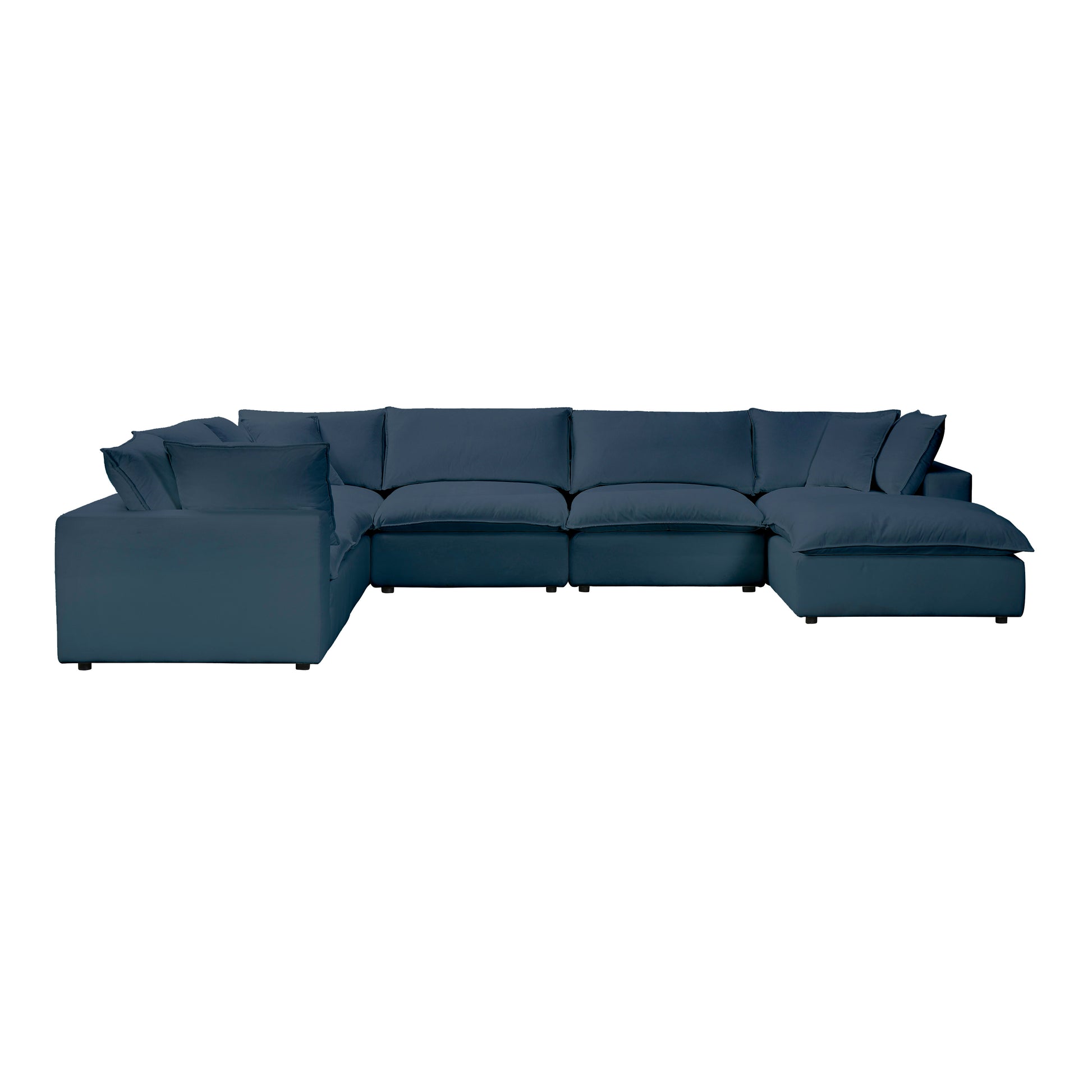 Cali 7-Piece Performance Fabric Modular Large Chaise Sectional - Navy - Image 1