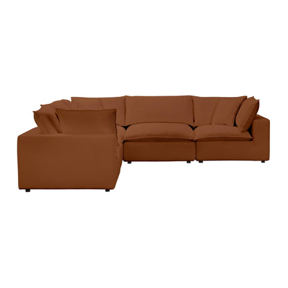Cali 5-Piece Performance Fabric Modular L-Sectional - Rust - Image 1