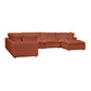 Cali 7-Piece Performance Fabric Modular Large Chaise Sectional - Rust - Image 3