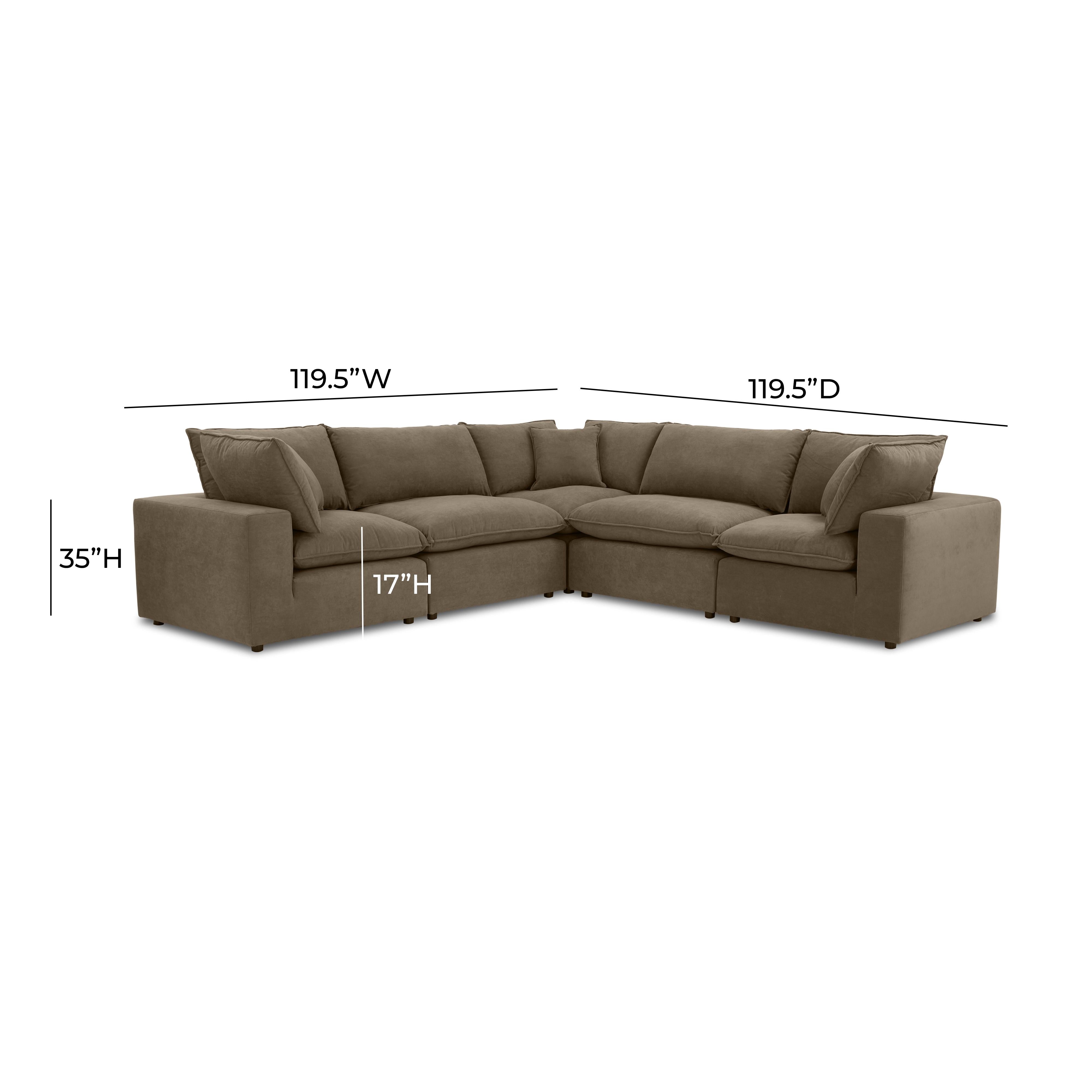 Cali 5-Piece Chocolate Brown Performance Velvet L-Sectional | TOV