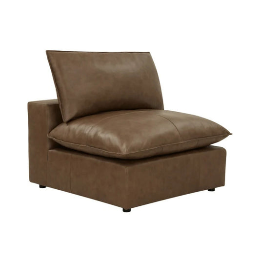 Cali Brown Leather Modular Armless Chair - Image 1