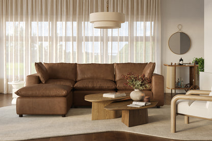 Cali 4-Piece Brown Leather Modular Sectional - Default Title - Image 1