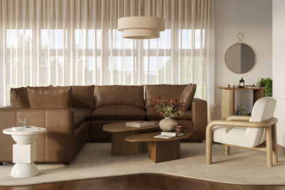 Cali 5-Piece Brown Leather Modular L-Sectional - Default Title - Image 1
