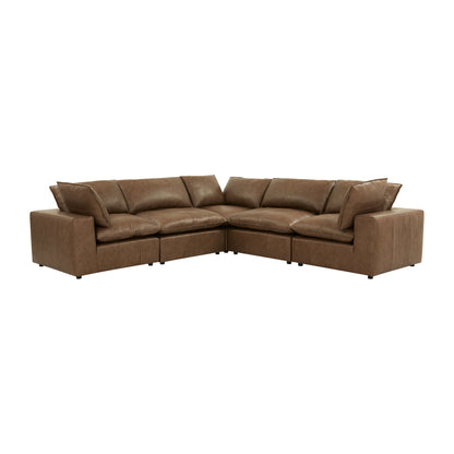 Cali 5-Piece Brown Leather Modular L-Sectional - Default Title - Image 2