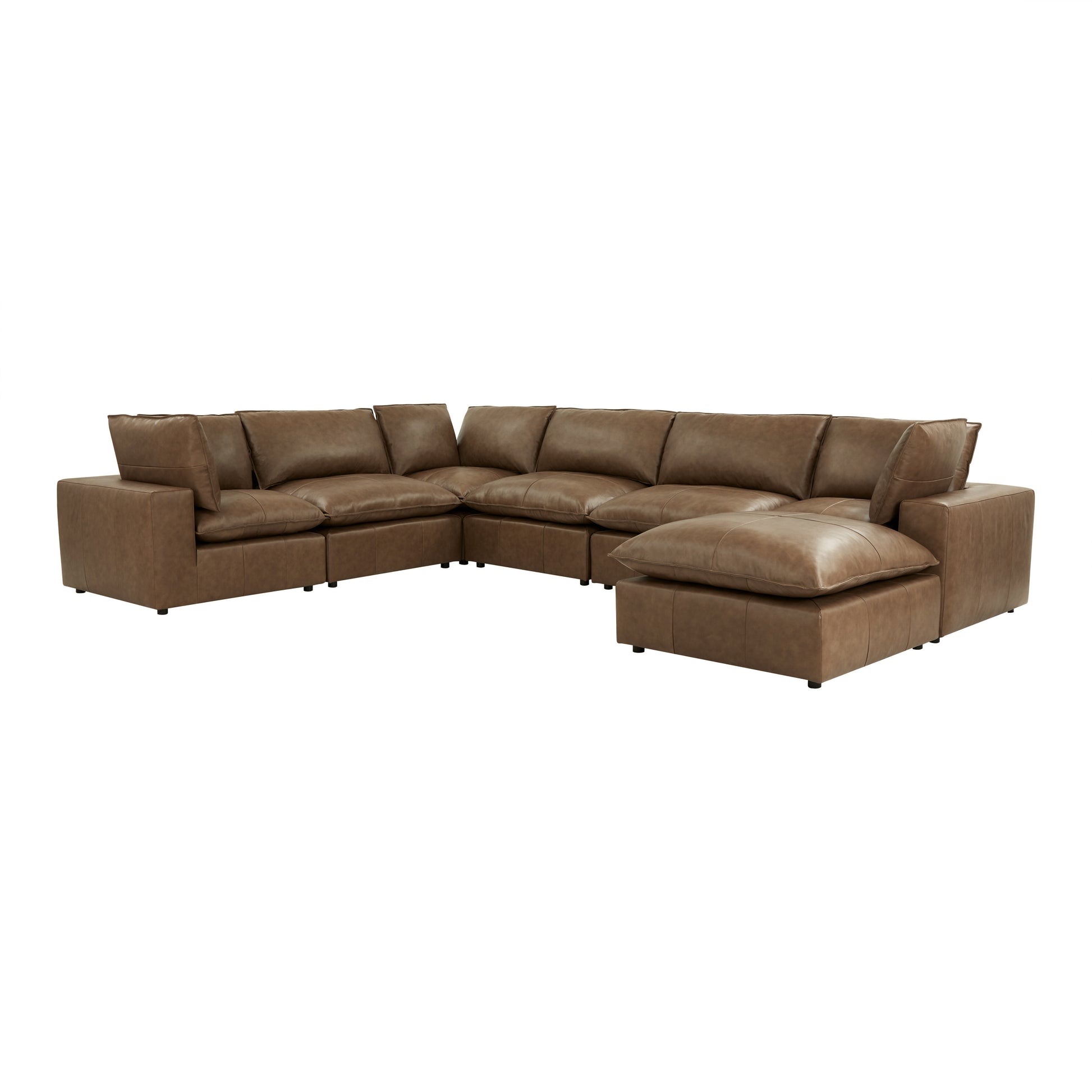tobacco leather sectional Zeppelin Italian Waco The leather upholstery covers each section uniformly Brazil Tobacco 6 Piece Top
