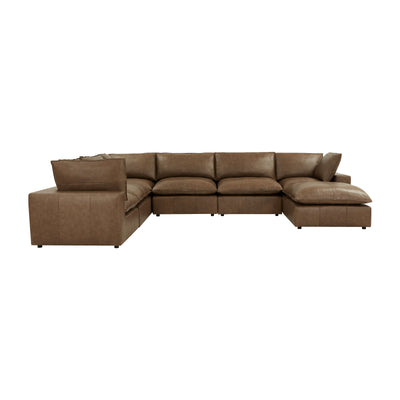 Cali 7-Piece Brown Leather Modular Large Chaise Sectional - Image 1