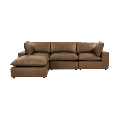 Cali 4-Piece Brown Leather Modular Sectional - Image 1