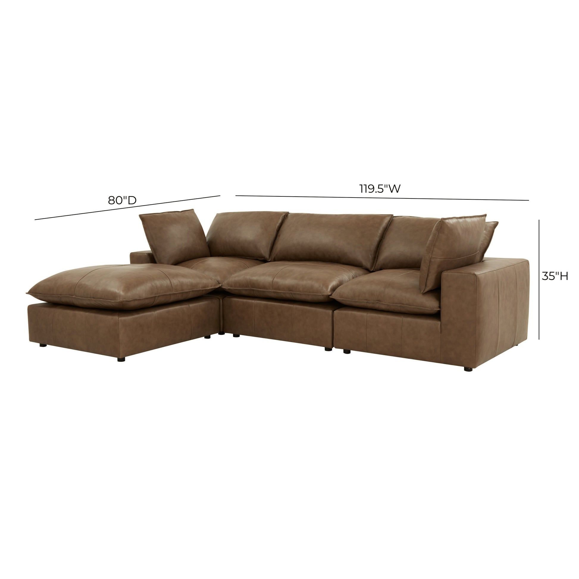 tobacco leather sectional Zeppelin Italian Waco The Finlay Sofa Chaise brings luxurious comfort and timeless style to the heart of your living space Brown & Tobacco - Home