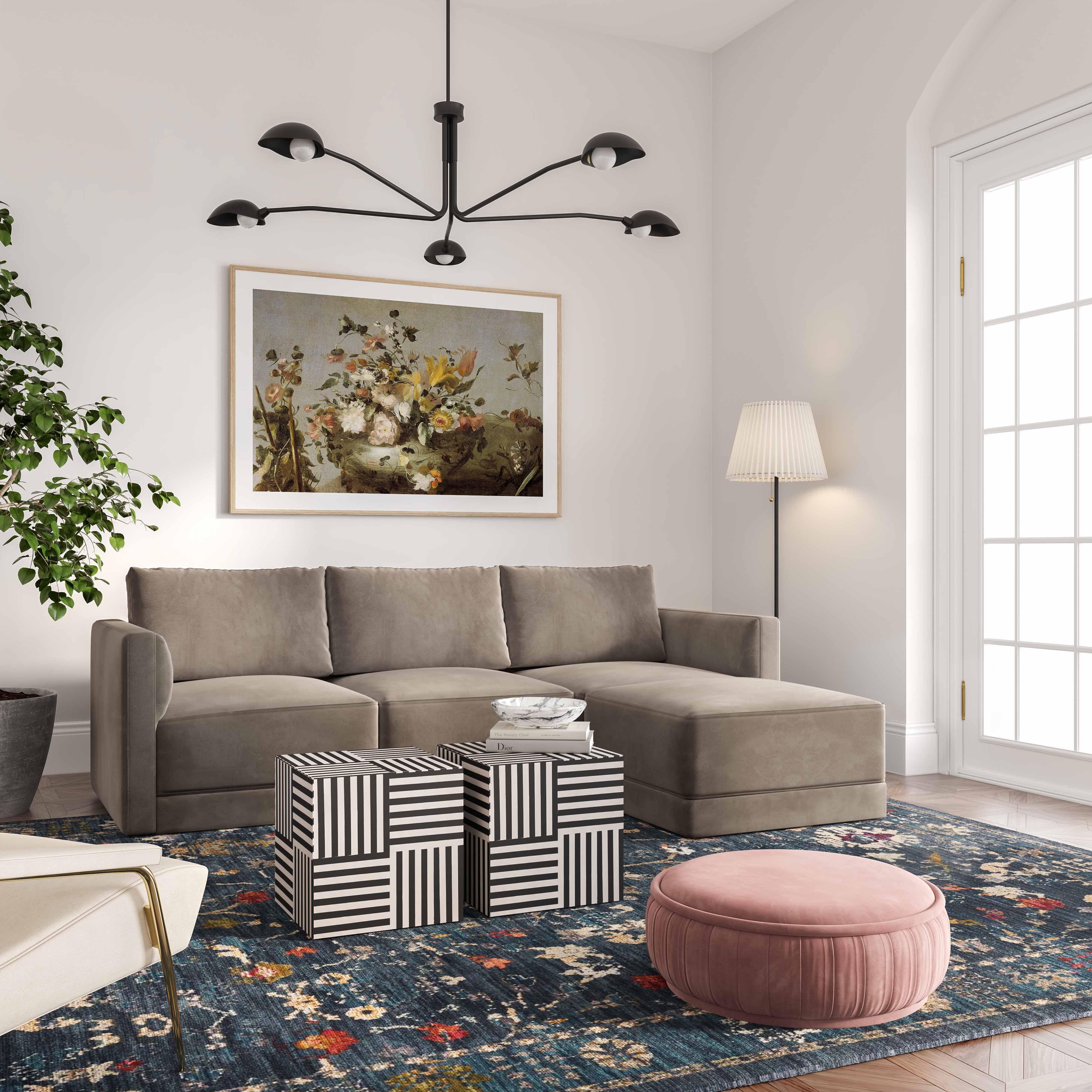 Willow 4-Piece Performance Velvet Modular Sectional | TOV Furniture