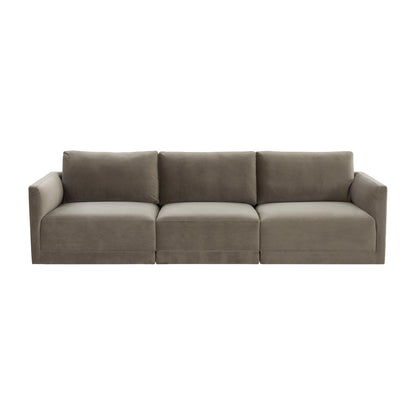 Willow 105" Performance Velvet Modular Sofa - Taupe - Image 1