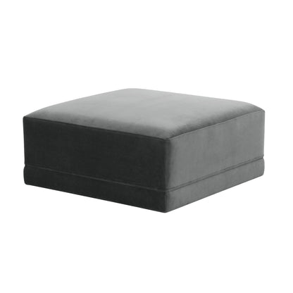 Willow Performance Velvet Modular Ottoman - Charcoal - Image 1
