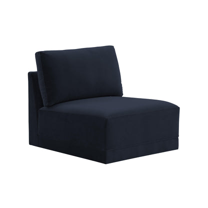 Willow Performance Velvet Modular Armless Chair - Navy - Image 1