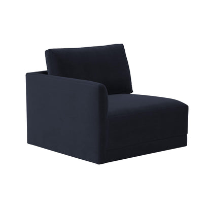 Willow Performance Velvet Modular LAF Corner Chair - Navy - Image 1