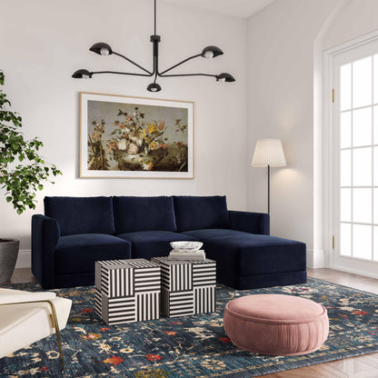 Willow 4-Piece Performance Velvet Modular Sectional - Navy - Image 1