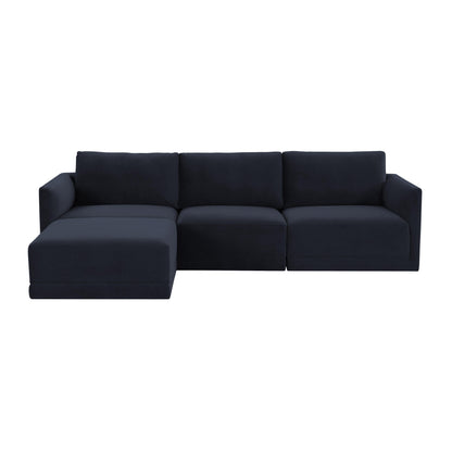 Willow 4-Piece Performance Velvet Modular Sectional - Navy - Image 1