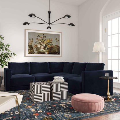 Willow 5-Piece Performance Velvet Modular L Sectional - Navy - Image 1