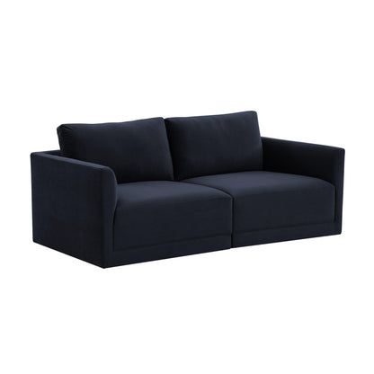 Willow 74" Performance Velvet Modular Loveseat - Navy - Image 1