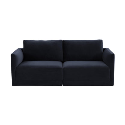 Willow 74" Performance Velvet Modular Loveseat - Navy - Image 1