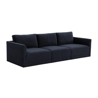 Willow 105" Performance Velvet Modular Sofa - Navy - Image 1