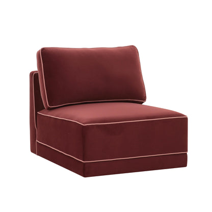 Willow Performance Velvet Modular Armless Chair - Red - Image 1