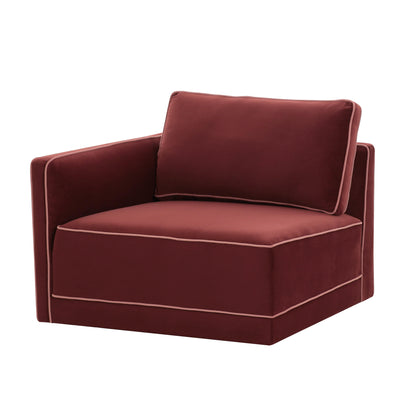 Willow Performance Velvet Modular LAF Corner Chair - Red - Image 1