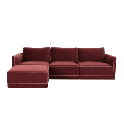 Willow 4-Piece Performance Velvet Modular Sectional - Red - Image 1