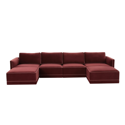 Willow 6-Piece Performance Velvet Modular U Sectional - Image 1