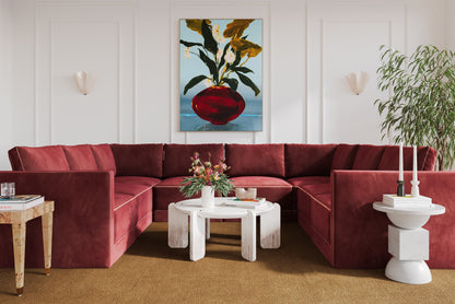 Willow 8-Piece Performance Velvet Modular Large U Sectional - Red - Image 1