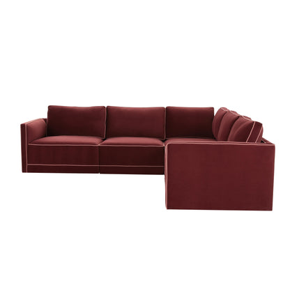 Willow 5-Piece Performance Velvet Modular L Sectional - Red - Image 1