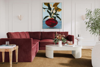 Willow 5-Piece Performance Velvet Modular L Sectional - Red - Image 1