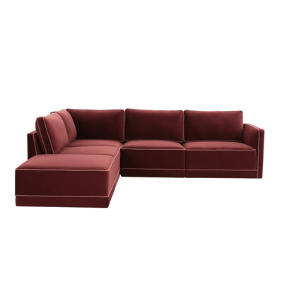 Willow 5-Piece Performance Velvet Modular Left Facing Sectional - Red - Image 1