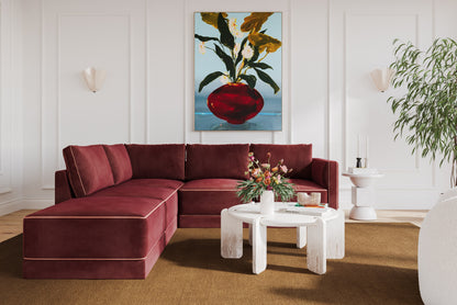 Willow 5-Piece Performance Velvet Modular Left Facing Sectional - Red - Image 1