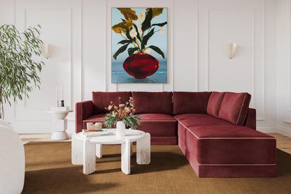 Willow 5-Piece Performance Velvet Modular Right Facing Sectional - Red - Image 1
