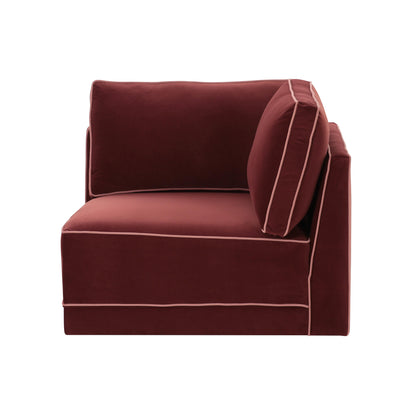 Willow Performance Velvet Modular Corner Chair - Red - Image 1