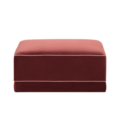 Willow Performance Velvet Modular Ottoman - Red - Image 1