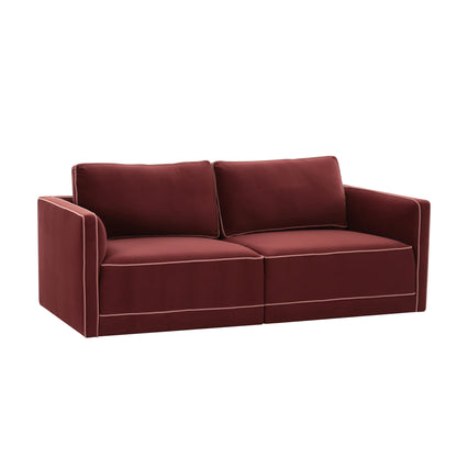 Willow 74" Performance Velvet Modular Loveseat - Red - Image 1
