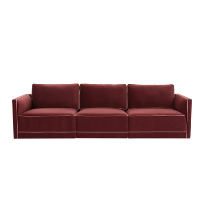 Willow 105" Performance Velvet Modular Sofa - Red - Image 1